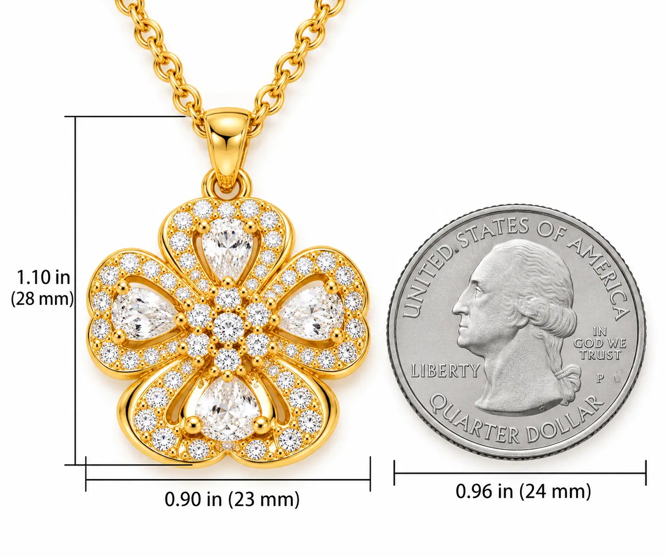 Revital & Renew Gold Crystal Four Leaf Clover Pendant Necklace - Image 11
