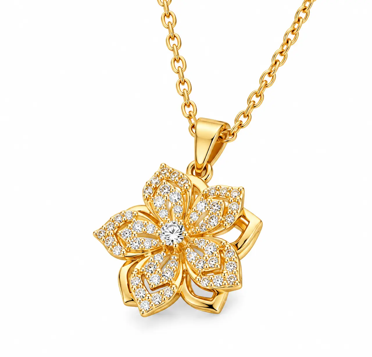 Revital & Renew Sparkling Cubic Zirconia Flower Pendant Necklace - Image 2