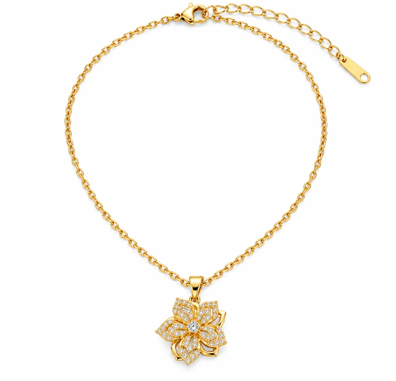 Revital & Renew Sparkling Cubic Zirconia Flower Pendant Necklace - Image 3