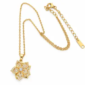 Revital & Renew Sparkling Cubic Zirconia Flower Pendant Necklace