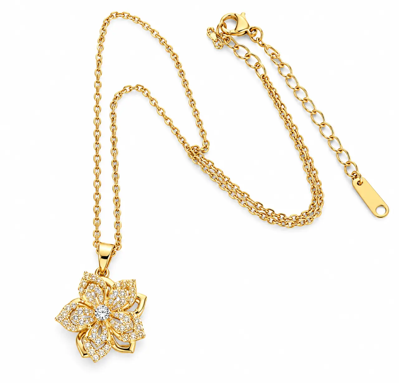 Revital & Renew Sparkling Cubic Zirconia Flower Pendant Necklace