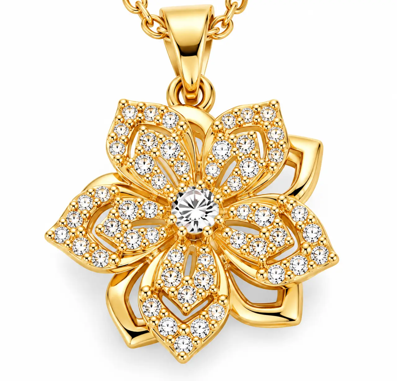 Revital & Renew Sparkling Cubic Zirconia Flower Pendant Necklace - Image 4