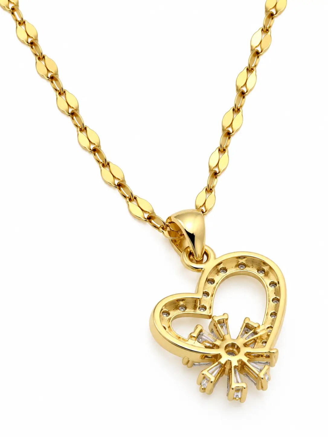 Revital & Renew Gold Pavé Heart and Sun Pendant Necklace - Image 3