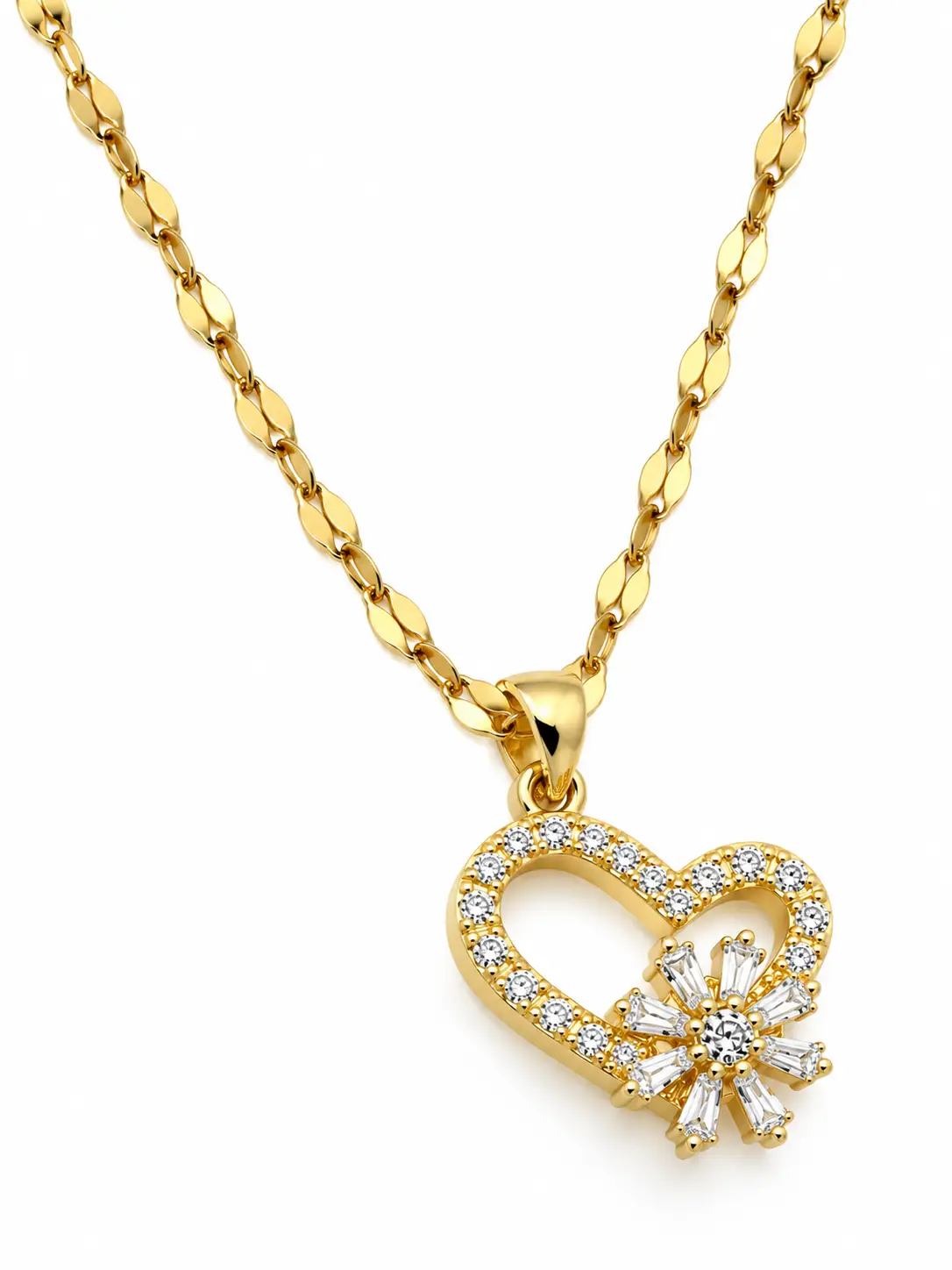 Revital & Renew Gold Pavé Heart and Sun Pendant Necklace - Image 2