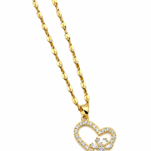 Revital & Renew Gold Pavé Heart and Sun Pendant Necklace
