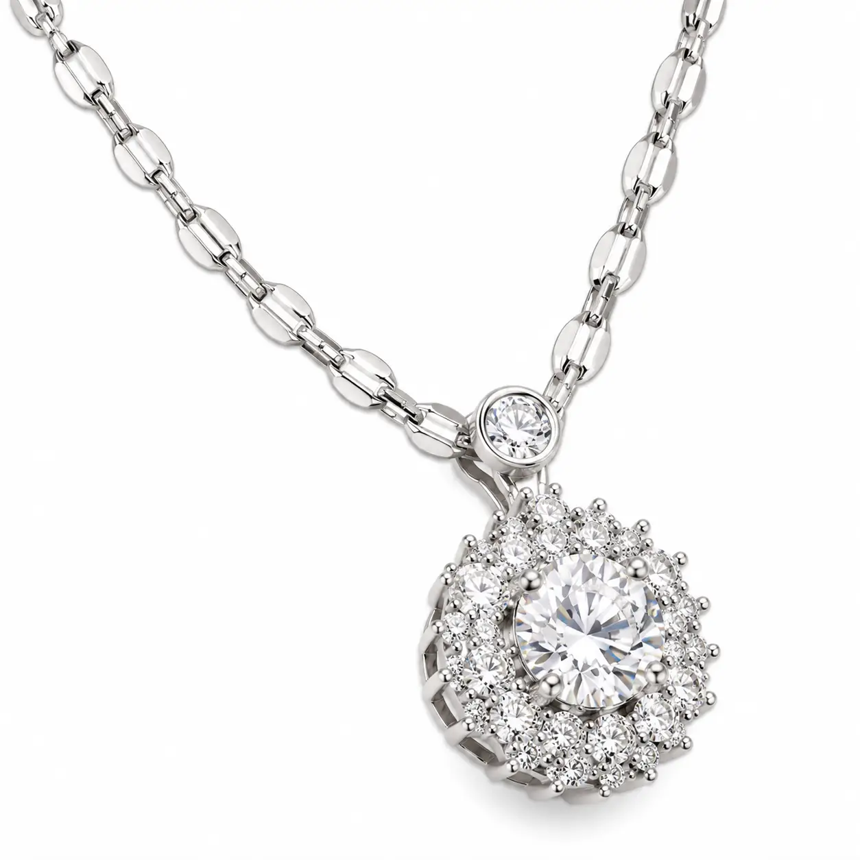 Revital & Renew Sunburst Halo Cluster Pendant Necklace - Image 2