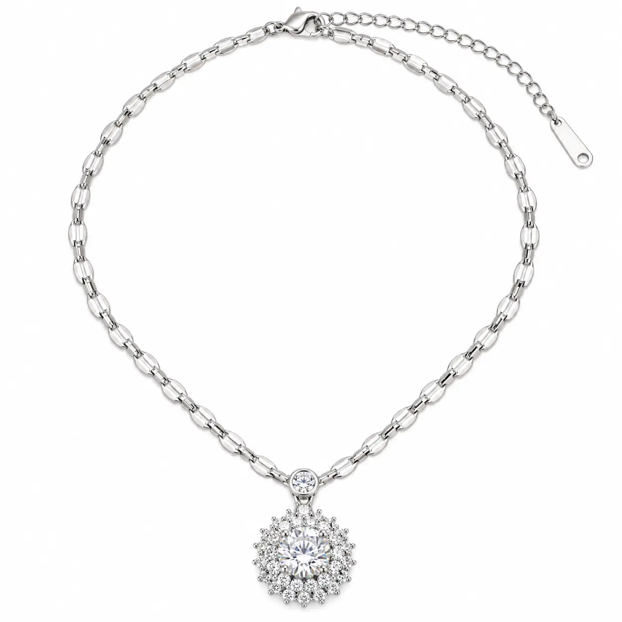Revital & Renew Sunburst Halo Cluster Pendant Necklace - Image 3