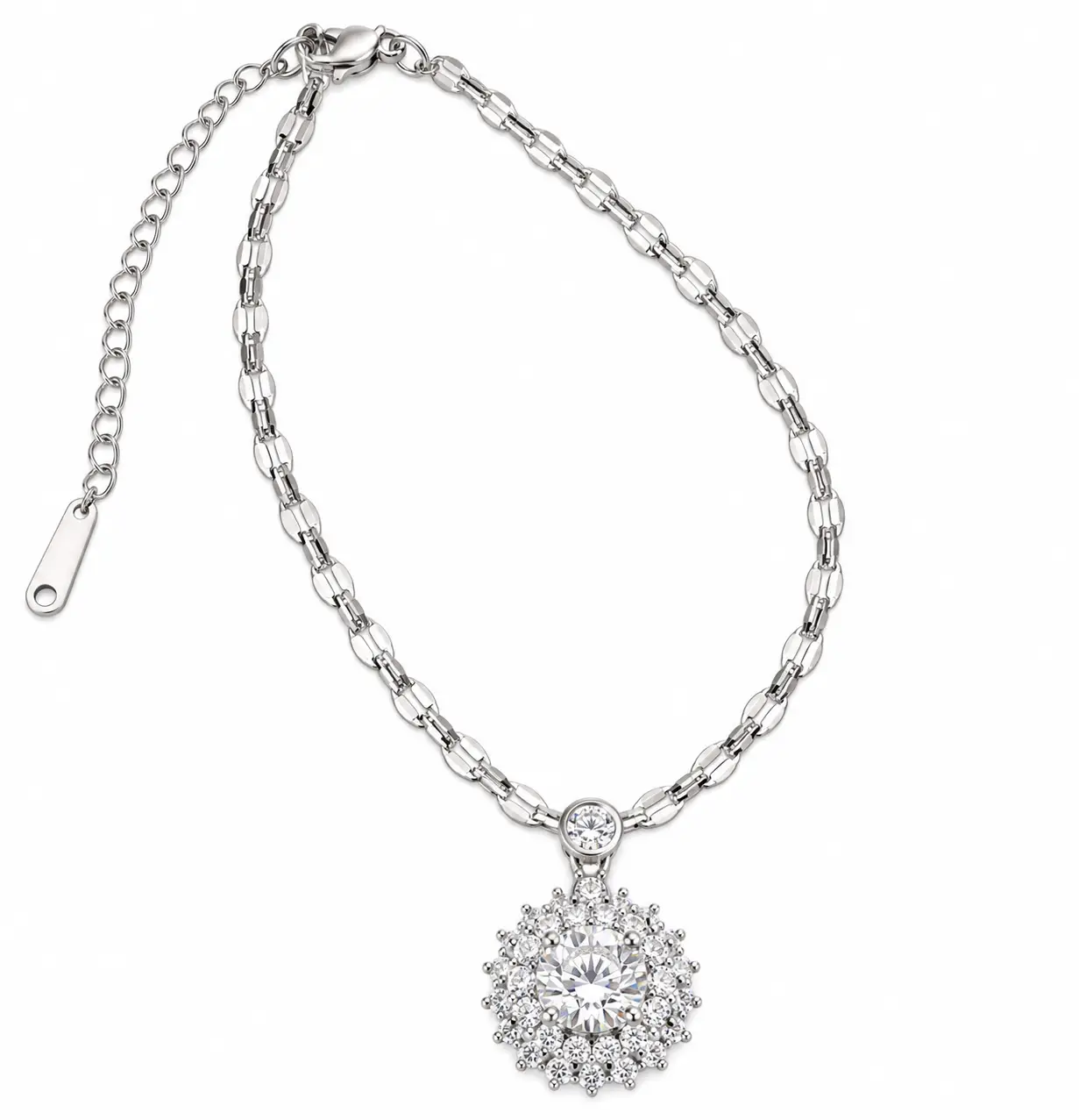Revital & Renew Sunburst Halo Cluster Pendant Necklace