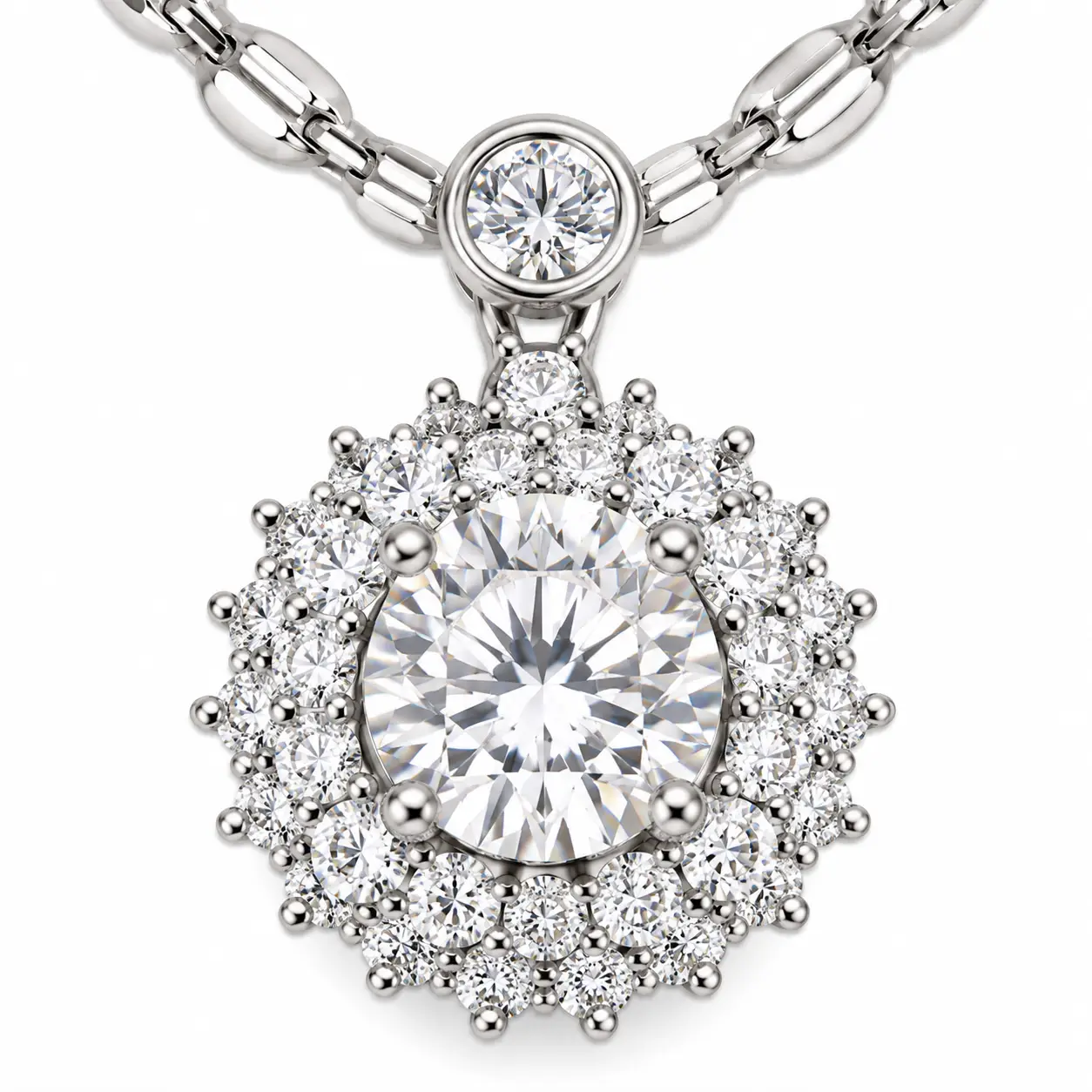 Revital & Renew Sunburst Halo Cluster Pendant Necklace - Image 4
