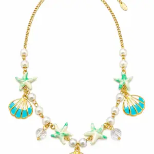 Revital & Renew Enamel Shell and Starfish Pearl Charm Necklace