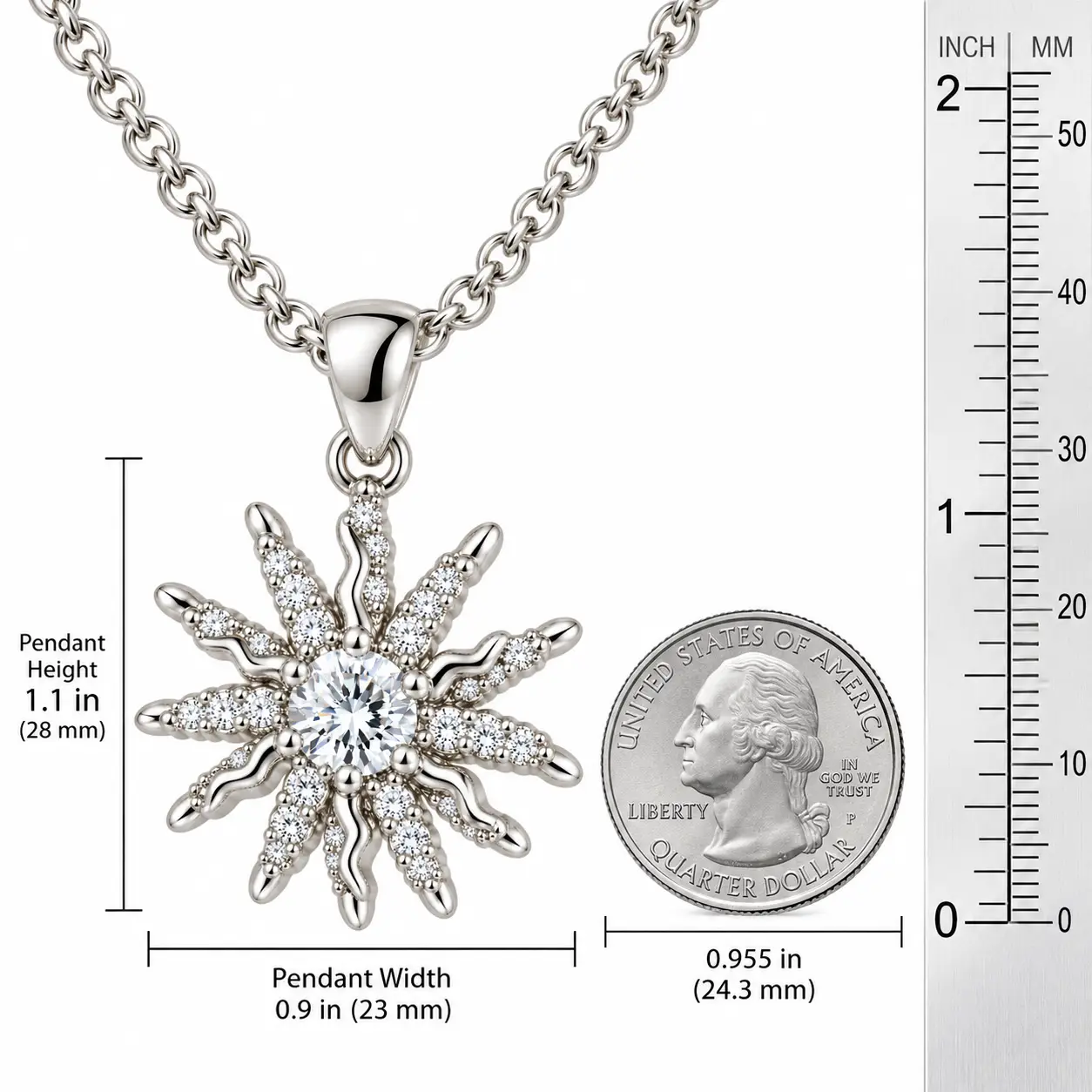 Revital & Renew Silver Starburst Pendant Necklace - Image 9