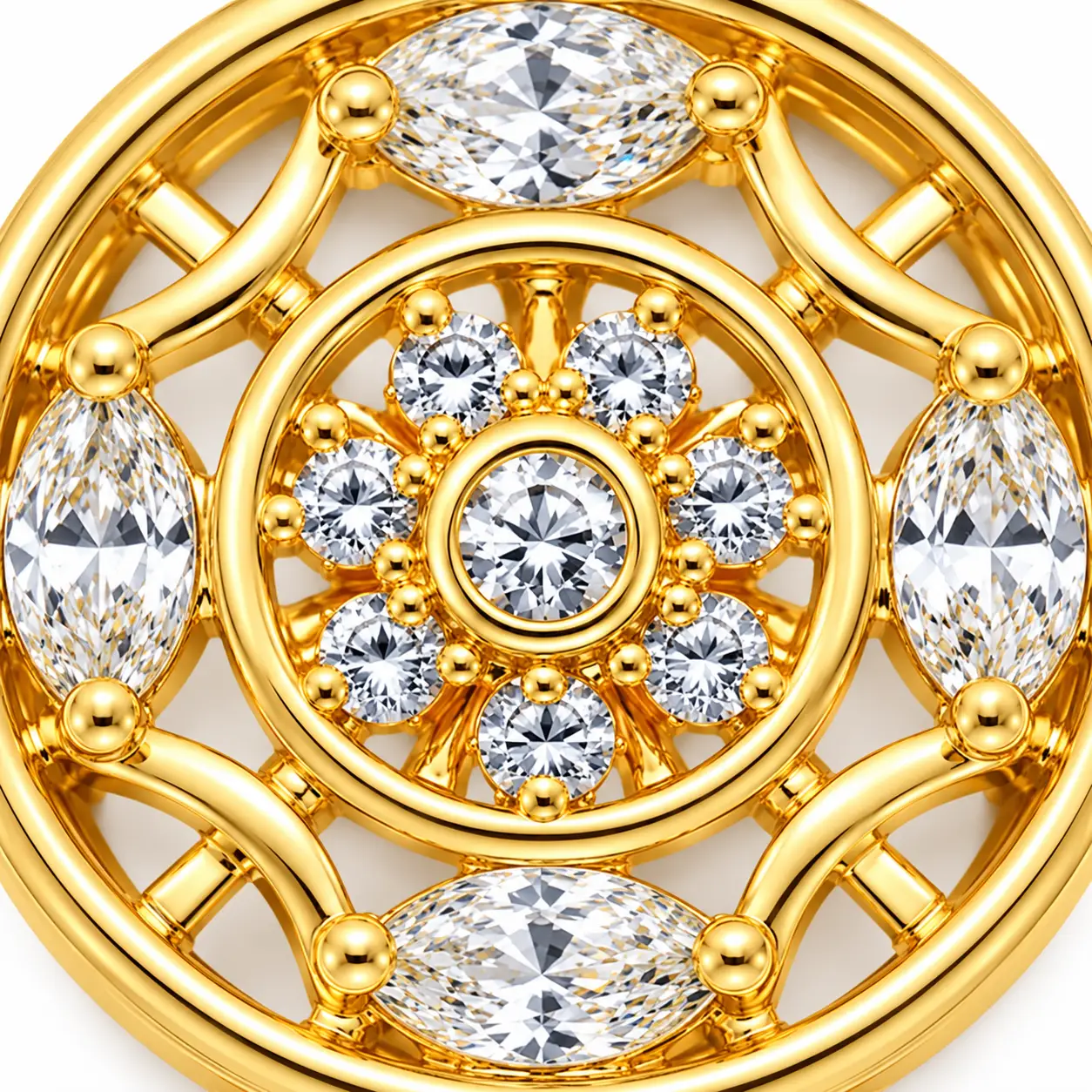 Revital & Renew Gold Mandala Filigree Pendant Necklace with Clear Crystals - Image 5