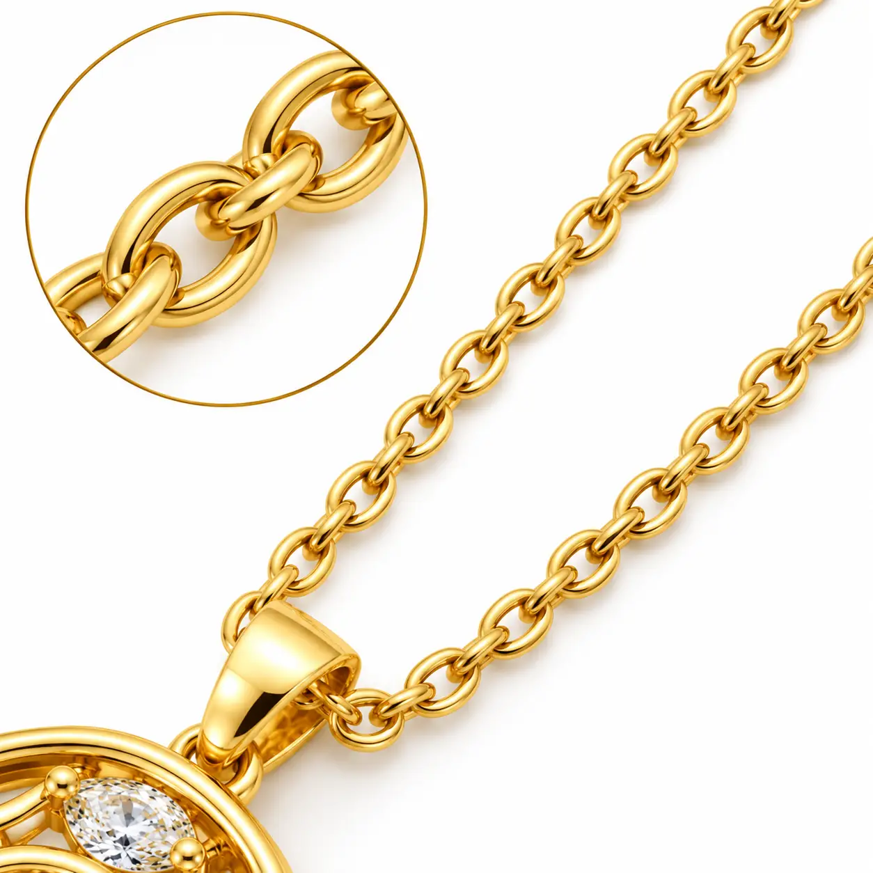 Revital & Renew Gold Mandala Filigree Pendant Necklace with Clear Crystals - Image 7