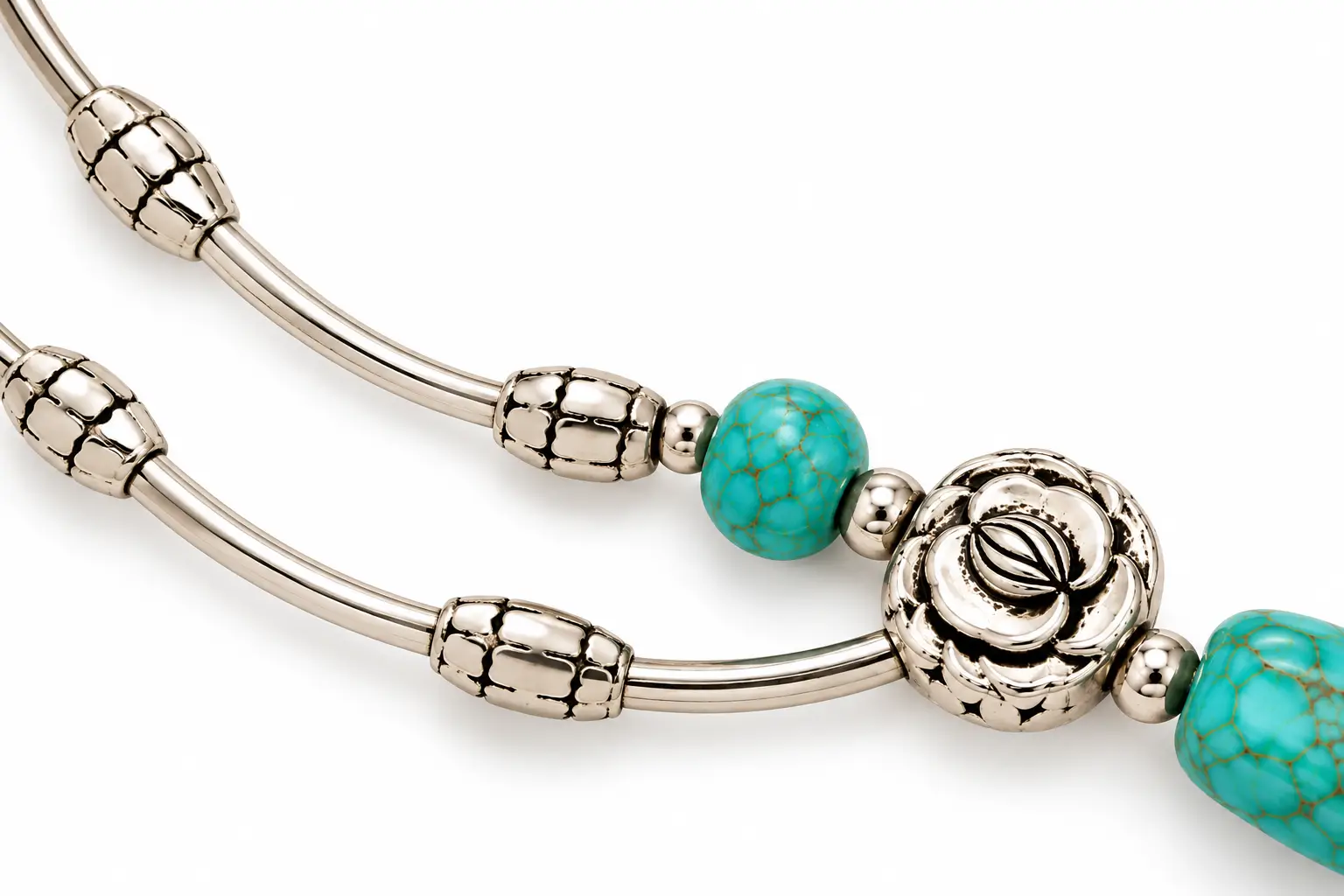 Revital & Renew Bohemian Turquoise & Antique Silver Filigree Pendant Necklace - Image 8