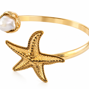 Revital & Renew Gold Starfish Pearl Arm Cuff – Adjustable Upper Arm Bracelet
