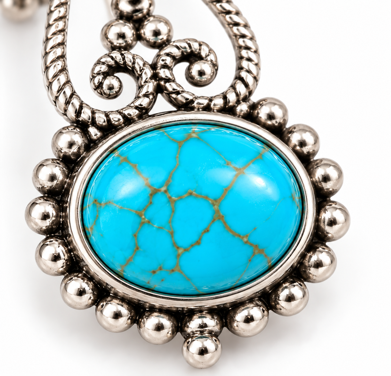 Turquoise Gold Filigree Dangle Earrings - Image 3